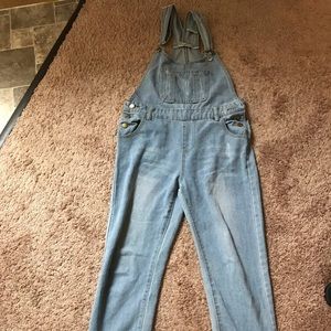 Light wash denim overalls
